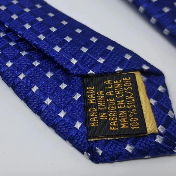 Donald Trump Signature Collection Men's Tie Neck Tie Blue Square Dotted Silk 58" - Picture 8 of 13